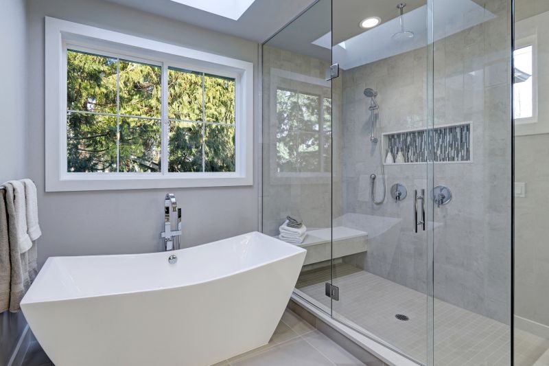 Resort-style bathroom with rainfall showerhead